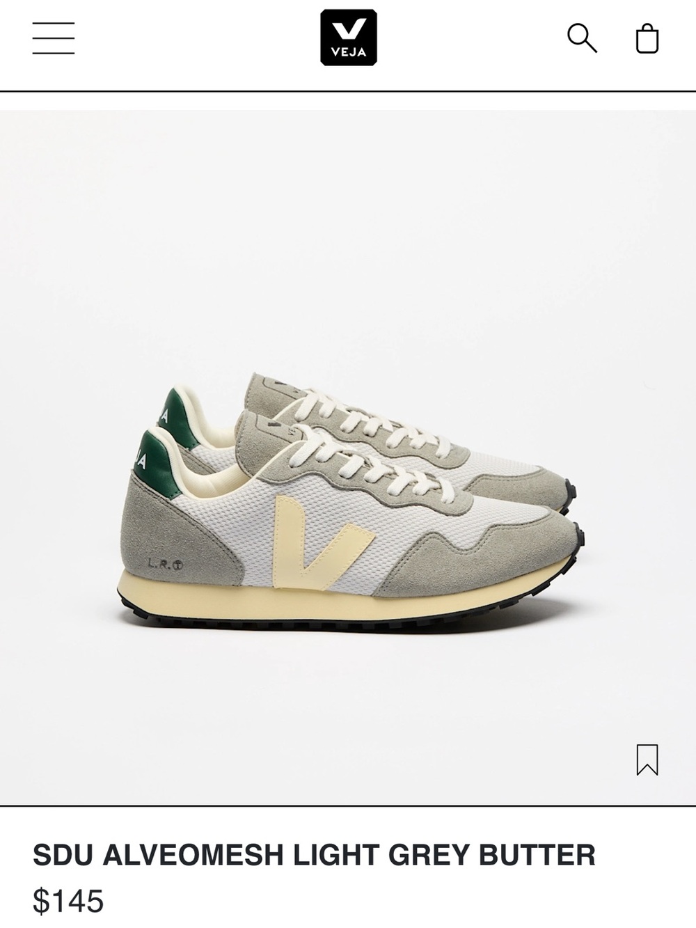 VEJA SDU ALVEOMESH LIGHT GREY BUTTER SIZE 10